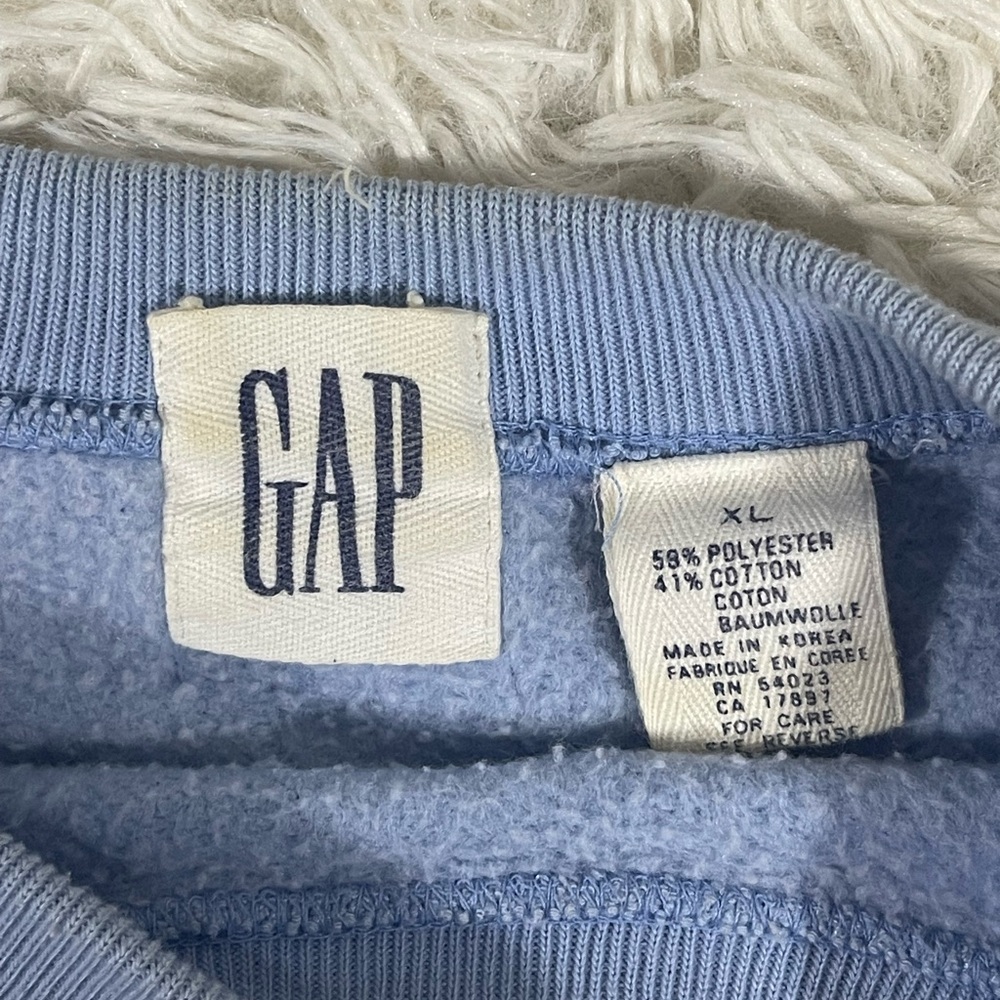 Vintage GAP Women's XL Sweatshirt Baby Blue Christmas Bear Bell Embroidered Ugly - Picture 8 of 10